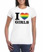 I love girls gay regenboog t-shirt wit dames kopen