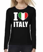 I love italy supporter shirt long sleeves zwart voor dames kopen
