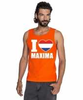 I love maxima mouwloos shirt oranje heren kopen