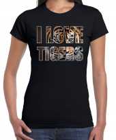 I love tigers tijgers dieren shirt zwart dames kopen