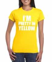 I m pretty in yellow t-shirt geel dames kopen