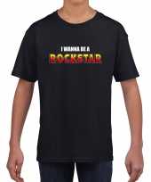 I wanna be a rockstar fun t-shirt zwart voor kids kopen