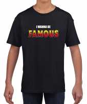 I wanna be famous fun t-shirt zwart voor kids kopen