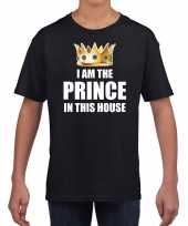 Im the prince in this house t-shirts voor thuisblijvers tijdens koningsdag zwart jongens kinderen kopen
