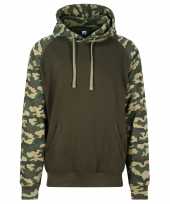Just hoods capuchon sweater camouflage green voor heren kopen