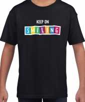 Keep on smiling fun t-shirt zwart voor kids kopen