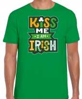 Kiss me im irish feest-shirt outfit groen voor heren st patricksday kopen