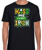 Kiss me im irish feest-shirt outfit zwart voor heren st patricksday kopen