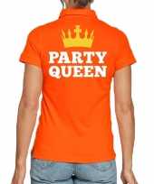 Koningsdag polo t-shirt oranje party queen voor dames kopen