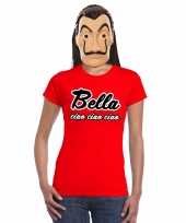 La casa de papel masker inclusief rood bella ciao t-shirt voor dames kopen