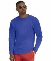 Lange mouwen stretch t-shirt blauw voor heren kopen 10148933