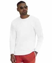 Lange mouwen stretch t-shirt wit voor heren kopen 10136414