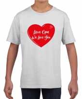 Lieve opa we love you t-shirt wit met rood hartje voor kinderen kopen