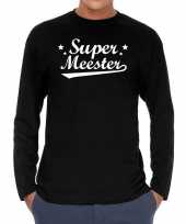 Long sleeve t-shirt zwart met super meester bedrukking voor heren kopen