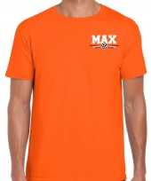 Max autocoureur autosport supporter met logo op borst t-shirt oranje voor heren kopen