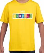 Miss trouble fun t-shirt geel voor kids kopen