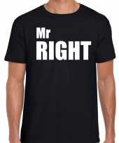 Mr right fun t-shirt zwart met witte tekst voor heren kopen