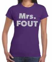 Mrs fout fun t-shirt paars met zilver voor dames kopen