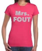 Mrs fout fun t-shirt roze met zilver voor dames kopen