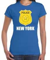 New york politie police embleem t-shirt blauw voor dames kopen