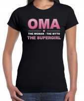 Oma the supergirl kado shirt voor verjaardag zwart voor dames kopen