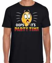 Oops it is party time fun emoticon shirt heren zwart kopen