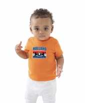Oranje fan shirt kleding holland met een nederlands wapen koningsdag ek wk voor babys kopen