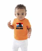 Oranje fan shirt kleding holland met leeuw en vlag koningsdag ek wk voor babys kopen
