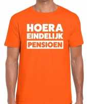 Oranje hoera eindelijk pensioen fun t-shirt heren kopen