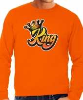 Oranje king met kroon sweater koningsdag truien voor heren kopen