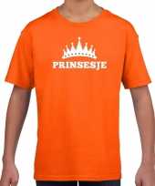 Oranje prinsesje met kroon t-shirt meisjes kopen