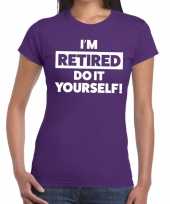 Paars retired gepensioneerd fun t-shirt dames kopen