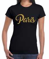 Paris gouden letters fun t-shirt zwart voor dames kopen
