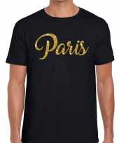 Paris gouden letters fun t-shirt zwart voor heren kopen