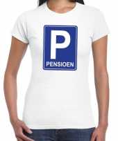 Parkeer p pensioen shirt wit dames pensioen vut kado kopen