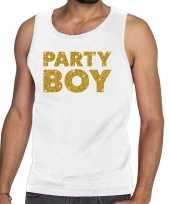 Party boy fun tanktop mouwloos shirt wit voor heren kopen