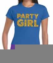 Party girl fun t-shirt blauw voor dames kopen