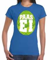 Pasen shirt blauw met groen paasei voor dames kopen