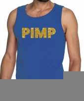 Pimp fun tanktop mouwloos shirt blauw voor heren kopen