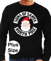 Plus size foute kerstborrel trui kersttrui sons of santa north pole zwart voor heren kopen