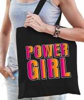 Powergirl fun tekst kado tas zwart voor dames kopen