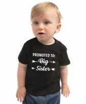 Promoted to big sister kado shirt voor baby kinderen zwart kopen