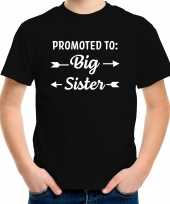 Promoted to big sister kado shirt voor meisjes kinderen zwart kopen