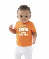 Queen of the house party t-shirt oranje koningsdag baby peuter voor meisjes kopen