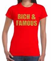 Rich and famous fun t-shirt rood voor dames kopen