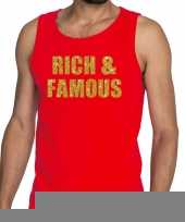Rich and famous fun tanktop mouwloos shirt rood voor heren kopen