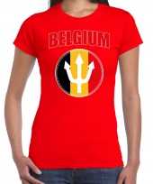 Rood fan shirt kleding belgium met drietand ek wk voor dames kopen