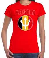 Rood fan shirt kleding belgium met drietand ek wk voor dames kopen