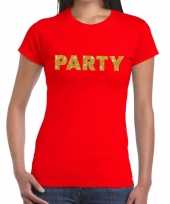Rood party goud fun t-shirt voor dames kopen