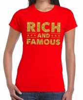 Rood rich and famous goud fun t-shirt voor dames kopen